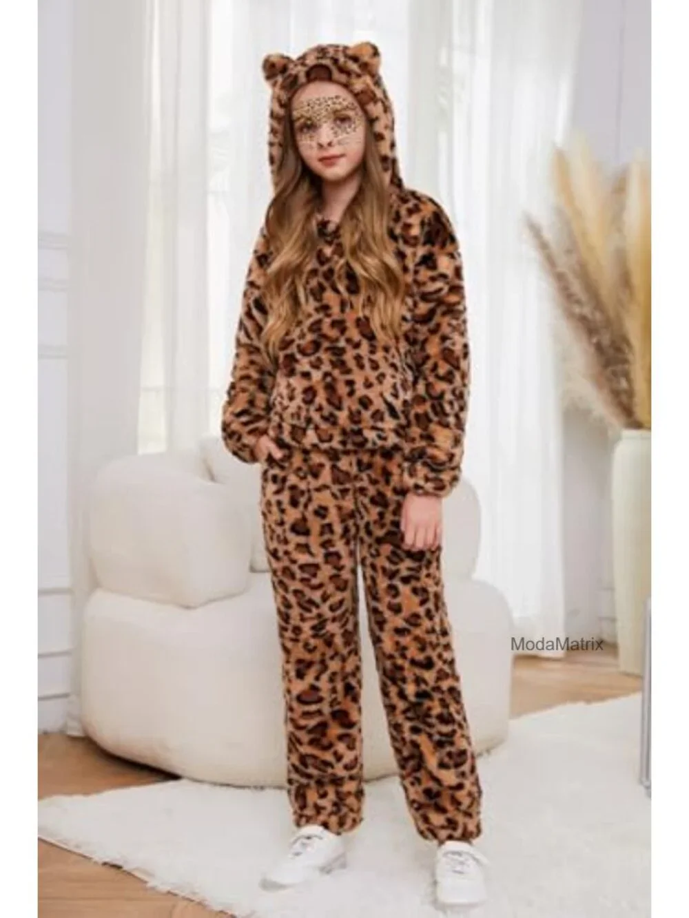 Girls 2 Piece Fuzzy Sweatsuit Set - Fleece Hoodie & Jogger Pants - Winter